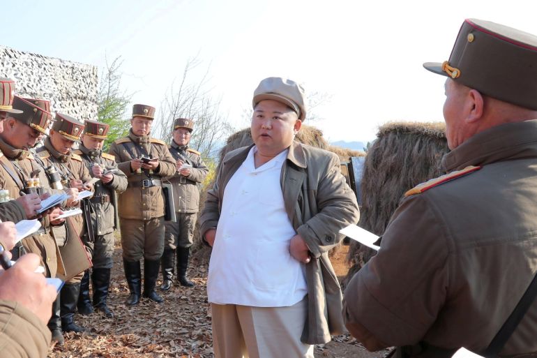 North Korean leader Kim Jong Un guides a drill of mortar sub-units of North Korean Army in this image released by North Korea's Korean Central News Agency (KCNA) on April 10, 2020. KCNA/via REUTERS ATTENTION EDITORS - THIS IMAGE WAS PROVIDED BY A THIRD PARTY. REUTERS IS UNABLE TO INDEPENDENTLY VERIFY THIS IMAGE. NO THIRD PARTY SALES. SOUTH KOREA OUT. TPX IMAGES OF THE DAY