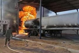 سلاج الجو الليبي يستهدف ناقلة وقود كانت في طريقها لإمداد مليشيات حفتر جنوبي طرابلس