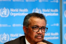 Director General of the World Health Organization (WHO) Tedros Adhanom Ghebreyesus attends a news conference on the situation of the coronavirus (COVID-2019), in Geneva, Switzerland, February 28, 2020. REUTERS/Denis Balibouse