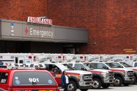 New York's coronavirus death toll exceeded 19,000- - NEW YORK, USA - APRIL 20: Ambulances are seen by the Lincoln Hospital in the borough of Bronx, New York City, United States on April 20, 2020 due to Covid-19 pandemic. The state of New York continues to be the coronavirus’ U.S. epicenter.