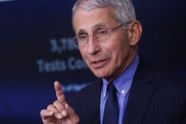National Institute of Allergy and Infectious Diseases Director Anthony Fauci addresses the daily coronavirus task force briefing at the White House in Washington, U.S., April 17, 2020. REUTERS/Leah Millis