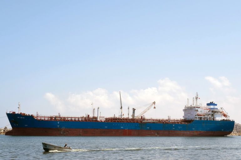 Fuel ship anchored is seen in the seaport of Benghazi, Libya August 28, 2019. Picture taken August 28, 2019. REUTERS/Esam Omran Al-Fetori
