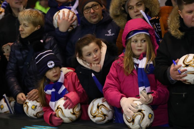 NOTTINGHAM, ENGLAND - FEBRUARY 29: Fans wait for the players after the FA Women's Continental League Cup Final Chelsea FC Women and Arsenal FC Women at City Ground on February 29, 2020 in Nottingham, England. (Photo by Catherine Ivill/Getty Images)