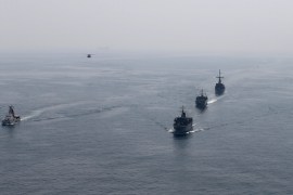 US and UK navy ships are seen conducting Mine Countermeasures Exercise (MCMEX) taking place at Arabian Sea, September 10, 2018. REUTERS/Hamad I Mohammed