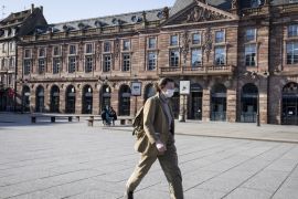 Coronavirus quietness in Strasbourg- - STRASBOURG, FRANCE - MARCH 31: Kleber square is seen deserted after a strict lockdown in France to stop the spread of the novel coronavirus (COVID-19) in central Strasbourg, eastern France on March 30, 2020.
