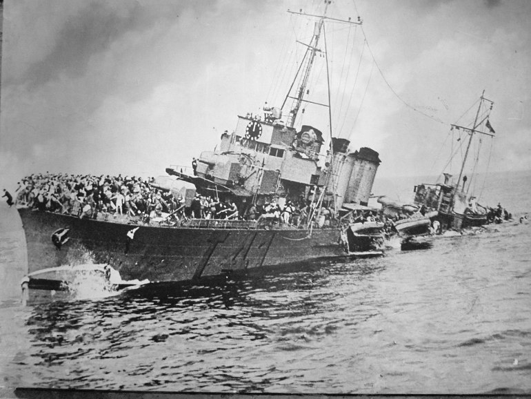 غرق مدمرة فرنسية محملة بالجنود قبالة سواحل دونكيرك في 30 مايو 1940 (ويكي كومنز)