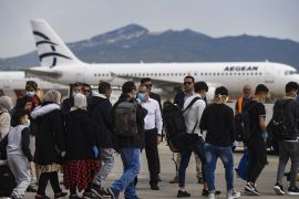 52 vulnerable migrants flight from Greece to U.K- - ATHENS, GREECE - MAY 11: 52 vulnerable migrants, including several minors, board an airplane to a flight to United Kingdom from the International Airport of Athens, in Athens, Greece on May 11, 2020.