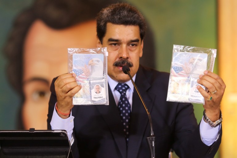Personal documents are shown by Venezuela's President Nicolas Maduro during a virtual news conference in Caracas, Venezuela May 6, 2020. Miraflores Palace/Handout via REUTERS ATTENTION EDITORS - THIS PICTURE WAS PROVIDED BY A THIRD PARTY.