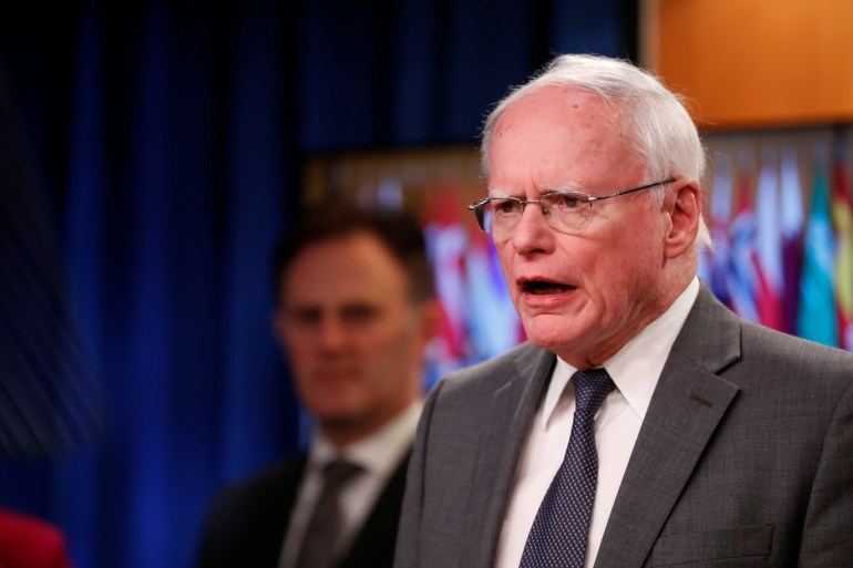 U.S. special envoy for Syria and the Global Coalition to Defeat ISIS Jim Jeffrey speaks during a news conference at the State Department in Washington, U.S., November 14, 2019. REUTERS/Yara Nardi