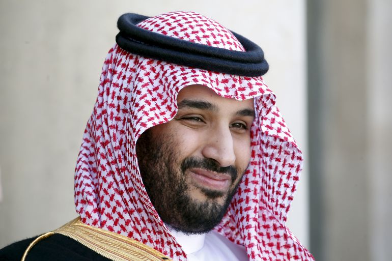 File photo of Saudi Arabia's Deputy Crown Prince Mohammed bin Salman reacting upon his arrival at the Elysee Palace in Paris