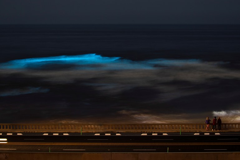 Bioluminescence in the ocean during the outbreak of the coronavirus disease (COVID-19) in California
