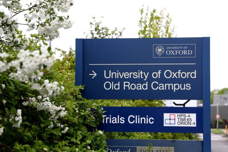 OXFORD, ENGLAND - APRIL 29: A general view of a sign outside of the University of Oxford Old Road Campus, which houses the Jenner Institute and is where the first human trials of a coronavirus vaccine developed by researchers at the University of Oxford is taking place in Oxford, England on April 29, 2020. British Prime Minister Boris Johnson, who returned to Downing Street this week after recovering from Covid-19, said the country needed to continue its lockdown measures to avoid a second spike in infections. (Photo by Getty Images)