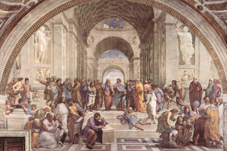 بينما يؤرخ لتاريخ الفلسفة منذ القرن الثامن عشر بالنشأة الأوروبية واليونانية الخالصة، كان تأريخها قبل ذلك ينظر إليها كملكية عالمية للبشرية وللثقافات المختلفة