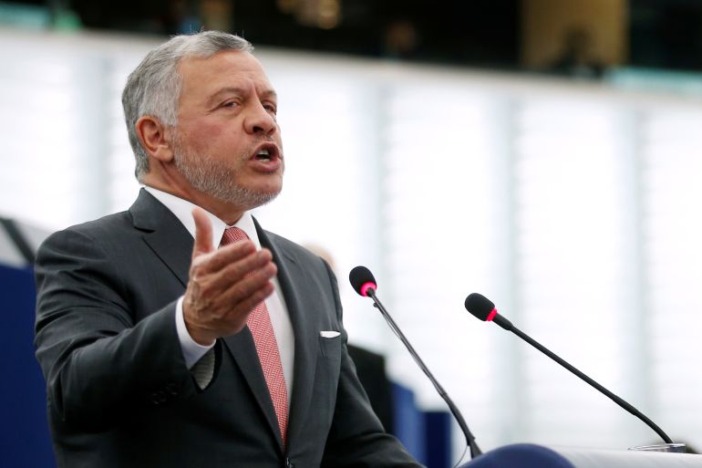 King of Jordan Abdullah II addresses the European Parliament in Strasbourg