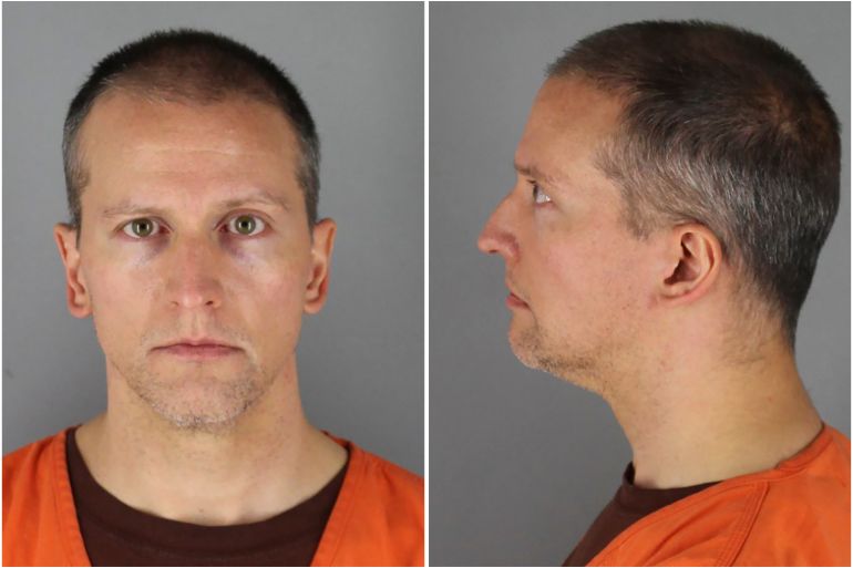 Former Minnesota police officer Derek Chauvin poses for a booking photograph in Minneapolis
