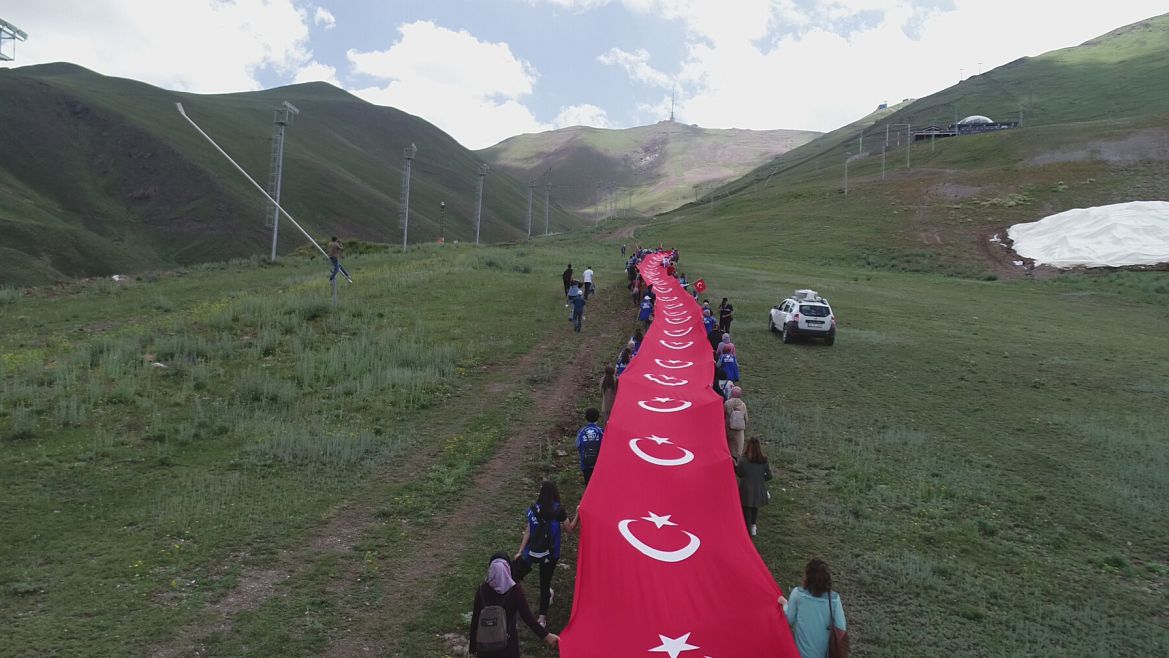 Turkish young people's choreography with Turkish flag on July 15 Democracy and National Unity Day