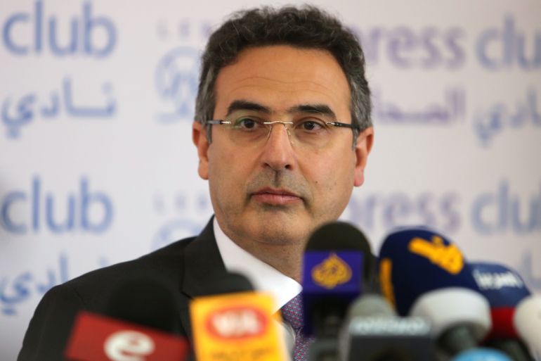Alain Bifani attends a news conference in Beirut