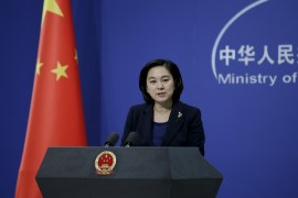 Hua Chunying, spokeswoman of China's Foreign Ministry, speaks at a regular news conference in Beijing