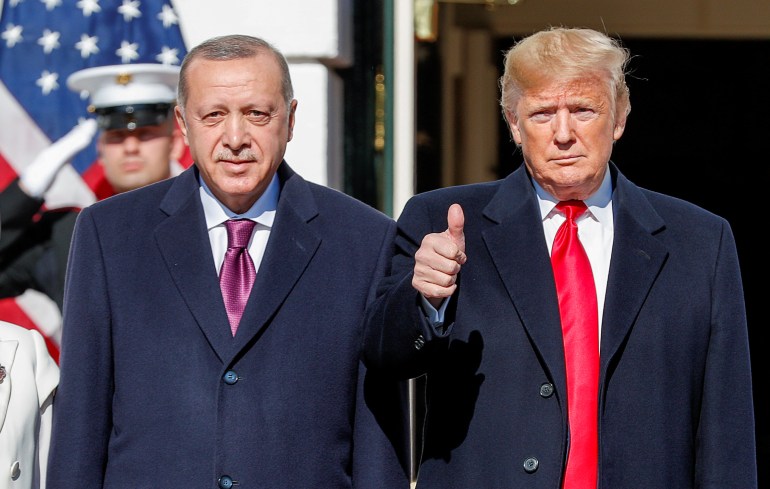 U.S. President Donald Trump welcomes Turkey's President Erdogan at the White House in Washington