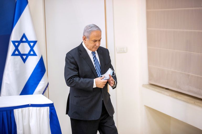 Israeli PM Netanyahu and Alternate PM and Defence Minister Gantz issue statement in Tel Aviv