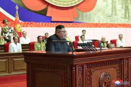 North Korean leader Kim Jong Un attends the 6th National Conference of War Veterans during the 67th anniversary of the Korean War armistice in Pyongyang