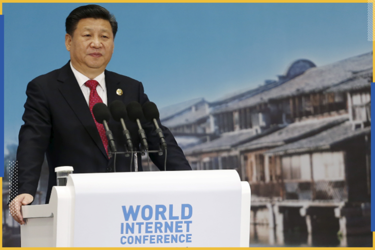China's President Xi Jinping speaks during the opening ceremony of the 2nd annual World Internet Conference in Wuzhen town of Jiaxing, Zhejiang province, China, December 16, 2015. REUTERS/Aly Song
