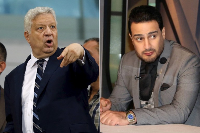 كومبو للصحفي الرياضي أحمد سعيد مع رئيس نادي الزمالك مرتضى منصور