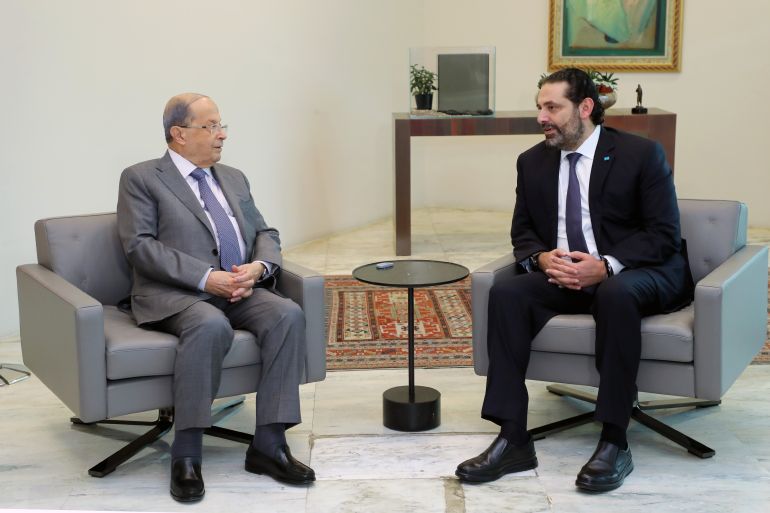 Lebanese President Aoun meets Hariri