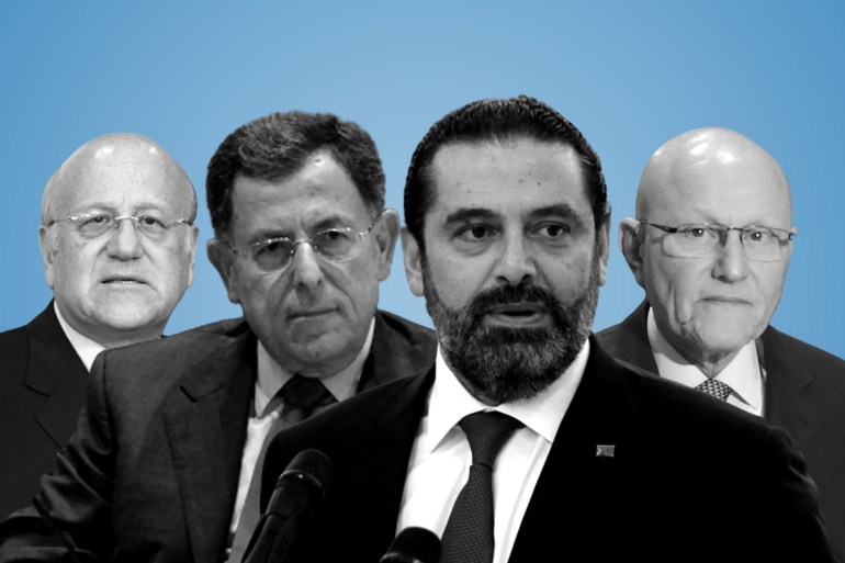 رؤساء الوزراء اللبنانيون السابقون سعد الحريري فؤاد السنيورة ونجيب ميقاتي وتمام سلام