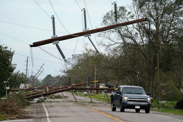 Aftermath of Hurricane Laura which passed through Texas and Louisiana coast