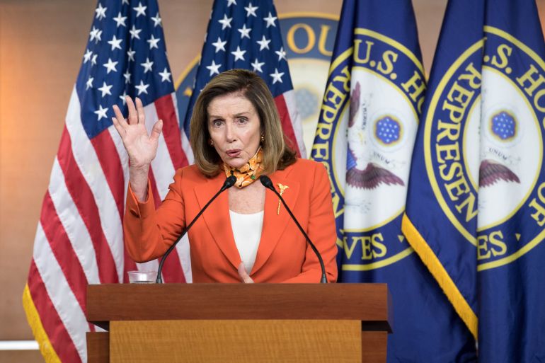 Speaker Pelosi Holds Her Weekly News Conference On Capitol Hill
