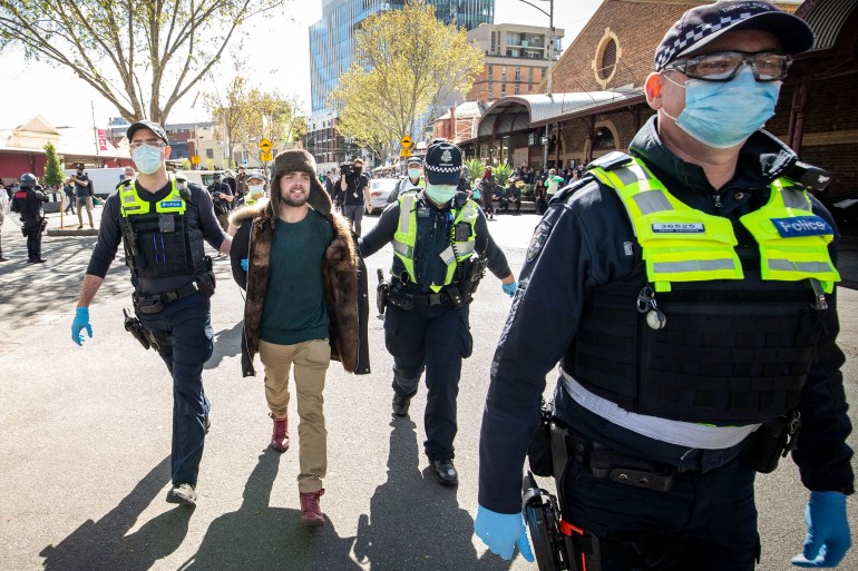 Anti-Lockdown Protesters Rally In Melbourne Despite Stage 4 Restrictions
