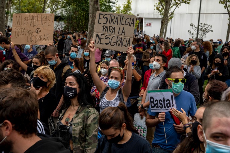 Madrid's Vallecas Neighborhood Protests Lockdown Measures