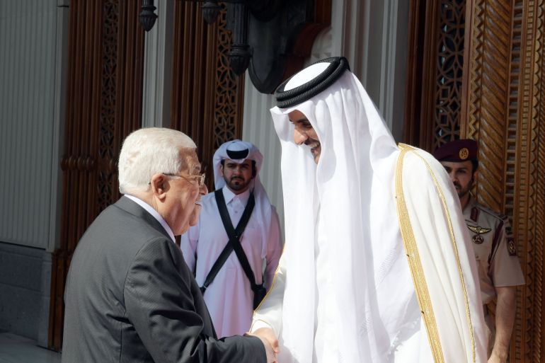 Palestinian President Mahmoud Abbas in Qatar