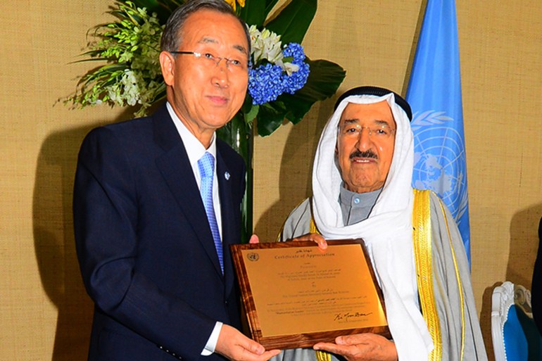 حاز الشيخ صباح الأحمد لقب "قائد إنساني" من الأمم المتحدة عام