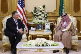 U.S. Secretary of State Pompeo meets with Saudi FM Faisal Bin Farhan at Royal Court in Riyadh