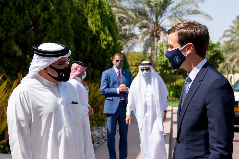 U.S. President's senior adviser, Jared Kushner (R) meets Bahrain's Crown Prince Salman bin Hamad Al Khalifa (L), during his visit to Manama, Bahrain