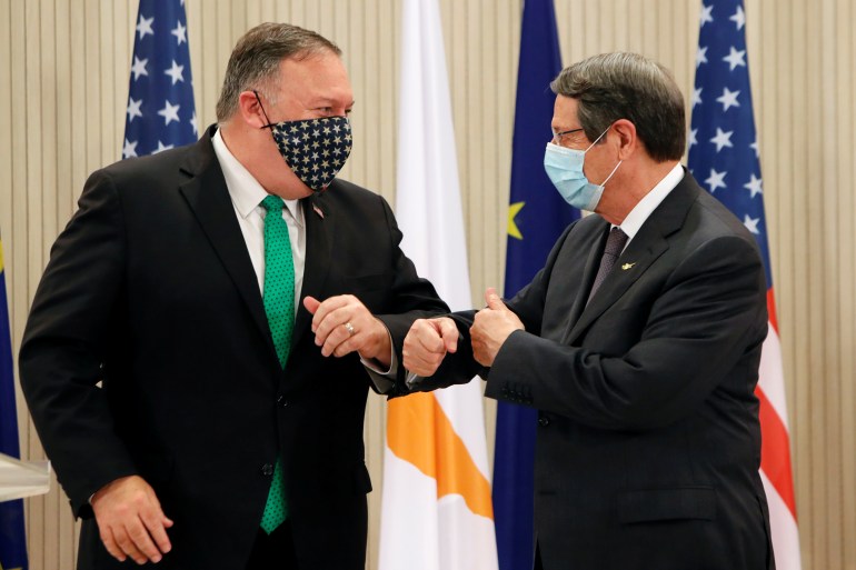 U.S. Secretary of State Mike Pompeo meets with Cypriot President Nicos Anastasiades at the Presidential Palace in Nicosia