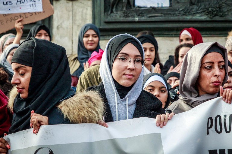 Protesters rallied in Paris against islamophobia following the incident(EPA)