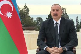 رئيس اذربيجان إلهام علييف خلال مقابلته مع الجزيرة