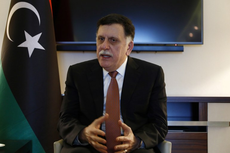 Fayez Mustafa al-Sarraj, Libya's internationally recognised Prime Minister, is pictured during an interview, in Berlin