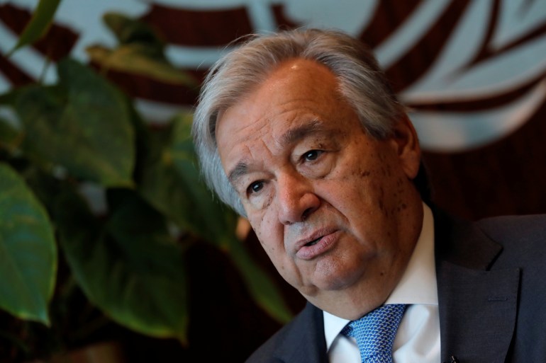United Nations Secretary-General Antonio Guterres during interview with Reuters at U.N. headquarters in New York