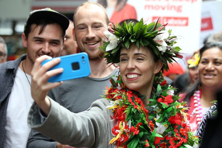 New Zealand Prime Minister Ardern greets supporters in Auckland