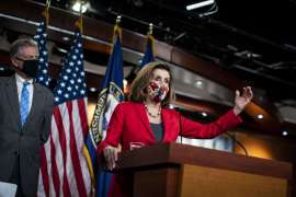 Speaker Pelosi Holds Weekly News Conference On Capitol Hill