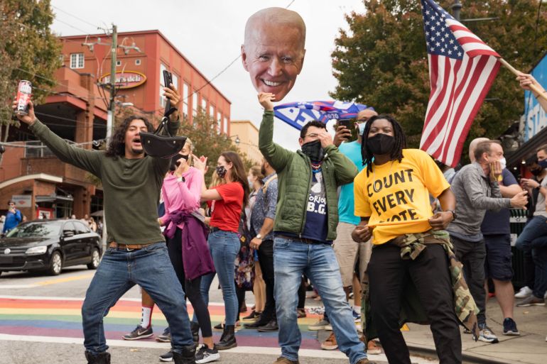 Supporters Of Joe Biden Celebrate Across The Country, After Major Networks Projection Him Winning The Presidency