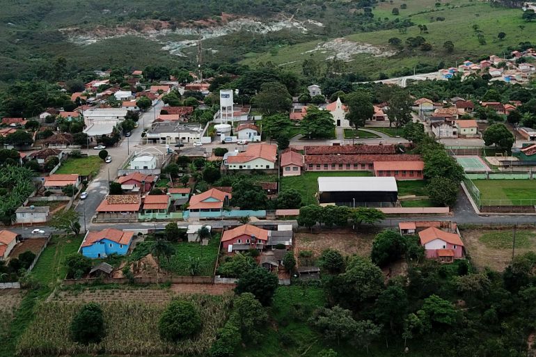 Aerial view taken on November 23, 2020 of Cedro do Abaete, a town with a population of 1210 inhabitants, in Minas Gerais state, the only city in Brazil that has not registered any case of the new coronavirus yet. The city has adopted several measures to combat the pandemic, such as the distribution of kits with masks to all inhabitants and sanitary barriers, but the action that draws the most attention is the one done by Flavio Rafael, a resident who was hired by the municipality to ride a bicycle with a speaker reminding people to take care and asking them to wear masks.