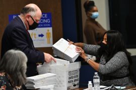 US election: Ballot counting at Mecklenburg County Board of Elections office