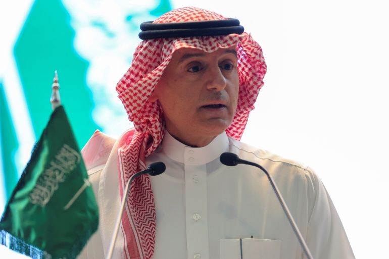 Saudi Arabia's Minister of State for Foreign Affairs Adel al-Jubeir speaks during a joint news conference with U.S. Special Representative for Iran Brian Hook, in Riyadh