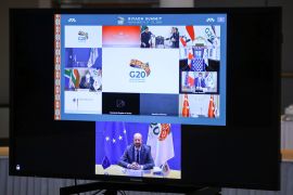 EU President Michel takes part in the virtual G20 meeting hosted by Saudi Arabia, in Brussels