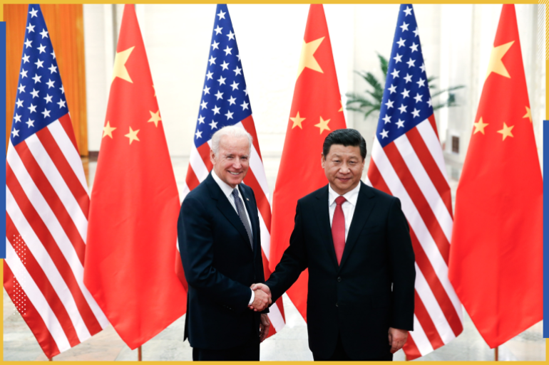 epa03976115 Chinese President Xi Jinping (R) shakes hands with US Vice President Joe Biden (L) inside the Great Hall of the People in Beijing, China, 04 December 2013. US Vice President Joe Biden arrived for talks with Chinese leaders amid regional tension over China's newly declared air defence identification zone over the East China Sea. EPA/LINTAO ZHANG / POOL
